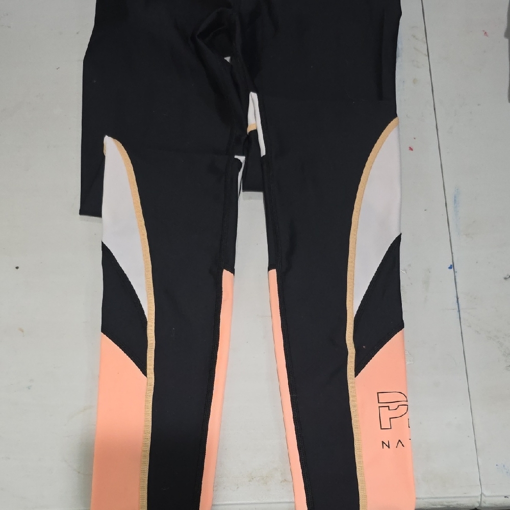 P.E Nation Black Leggings with Peach Detail